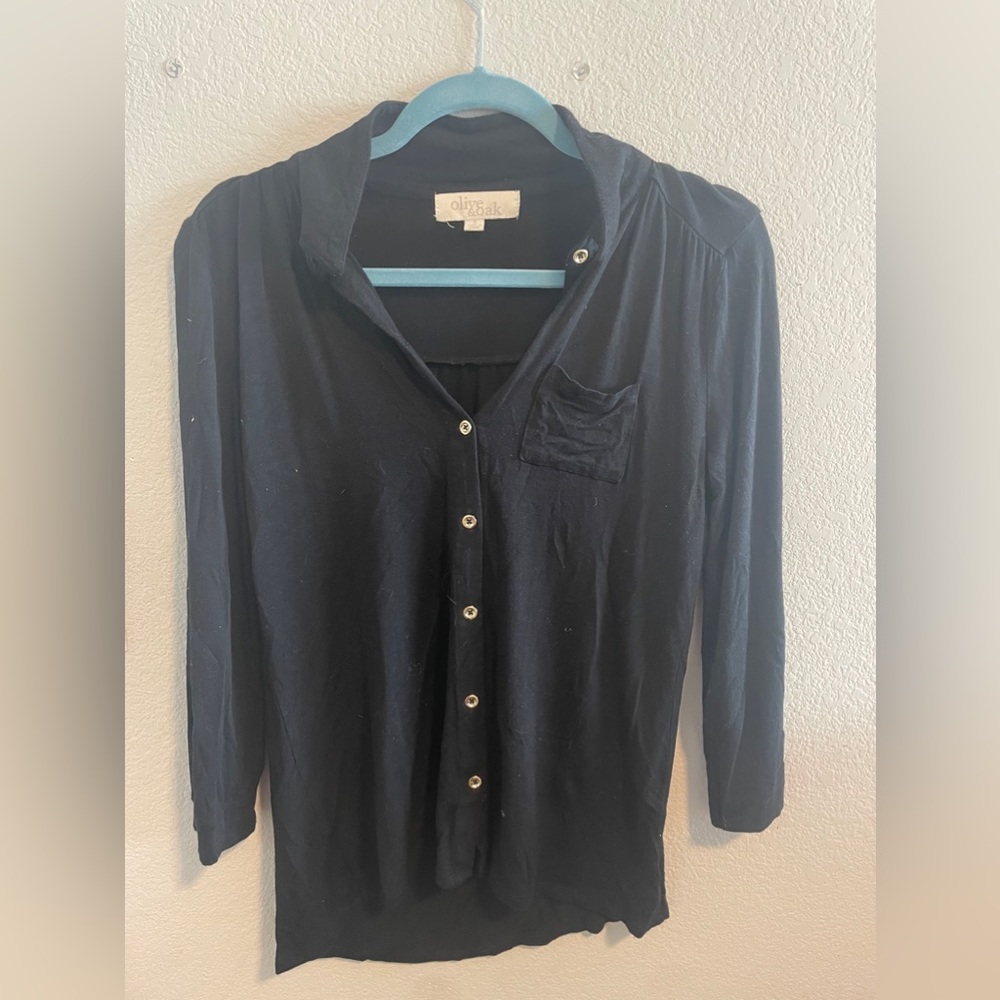 Blue button up top